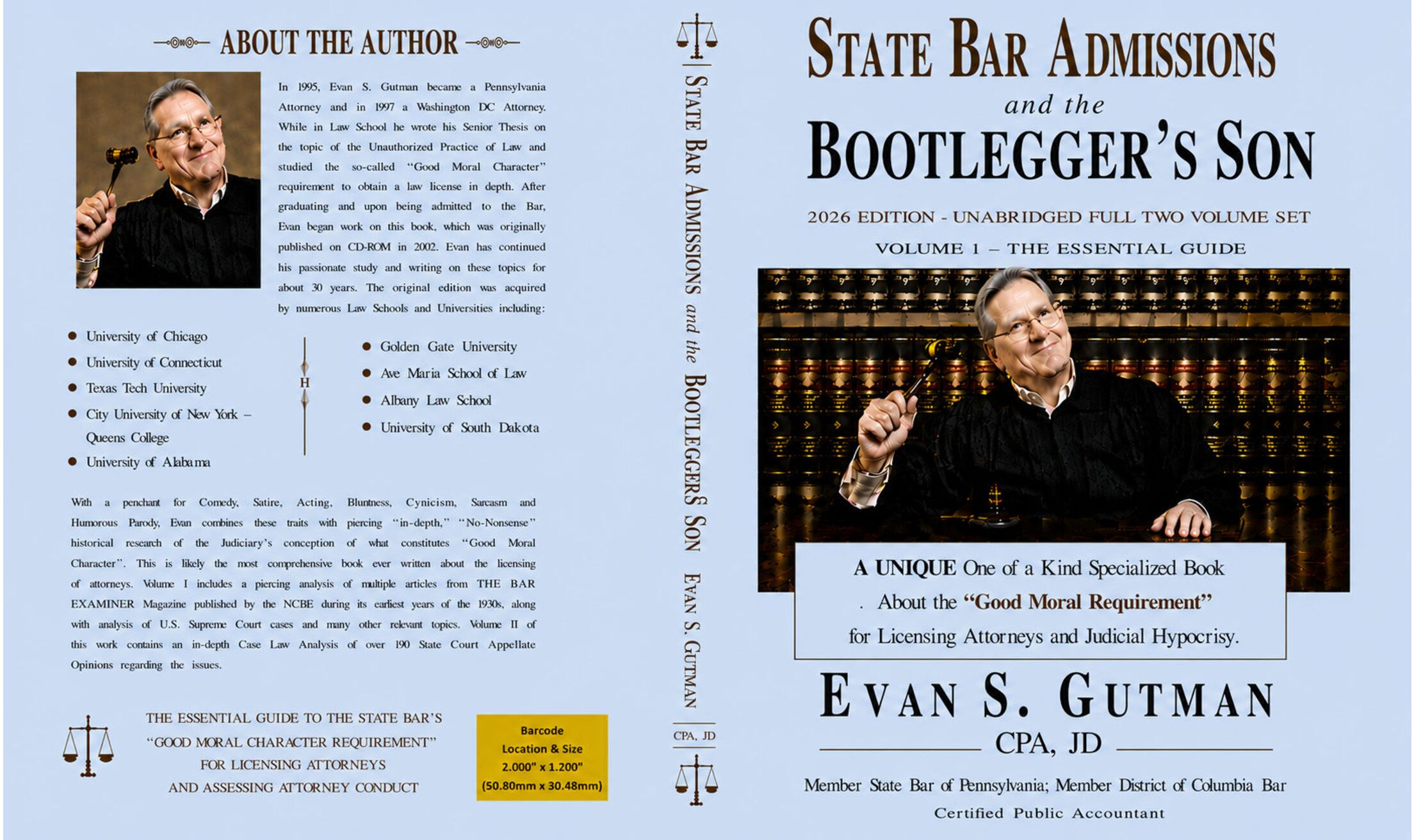 BOTH VOLUME 1 & VOLUME 2 at Discount - STATE BAR ADMISSIONS AND THE BOOTLEGGER'S SON
